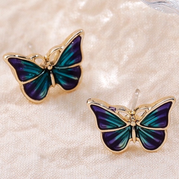 GlitzBlitz Boutique Jewelry - Any 2/$20! Gold, Blue & Green Butterfly Stud Earrings